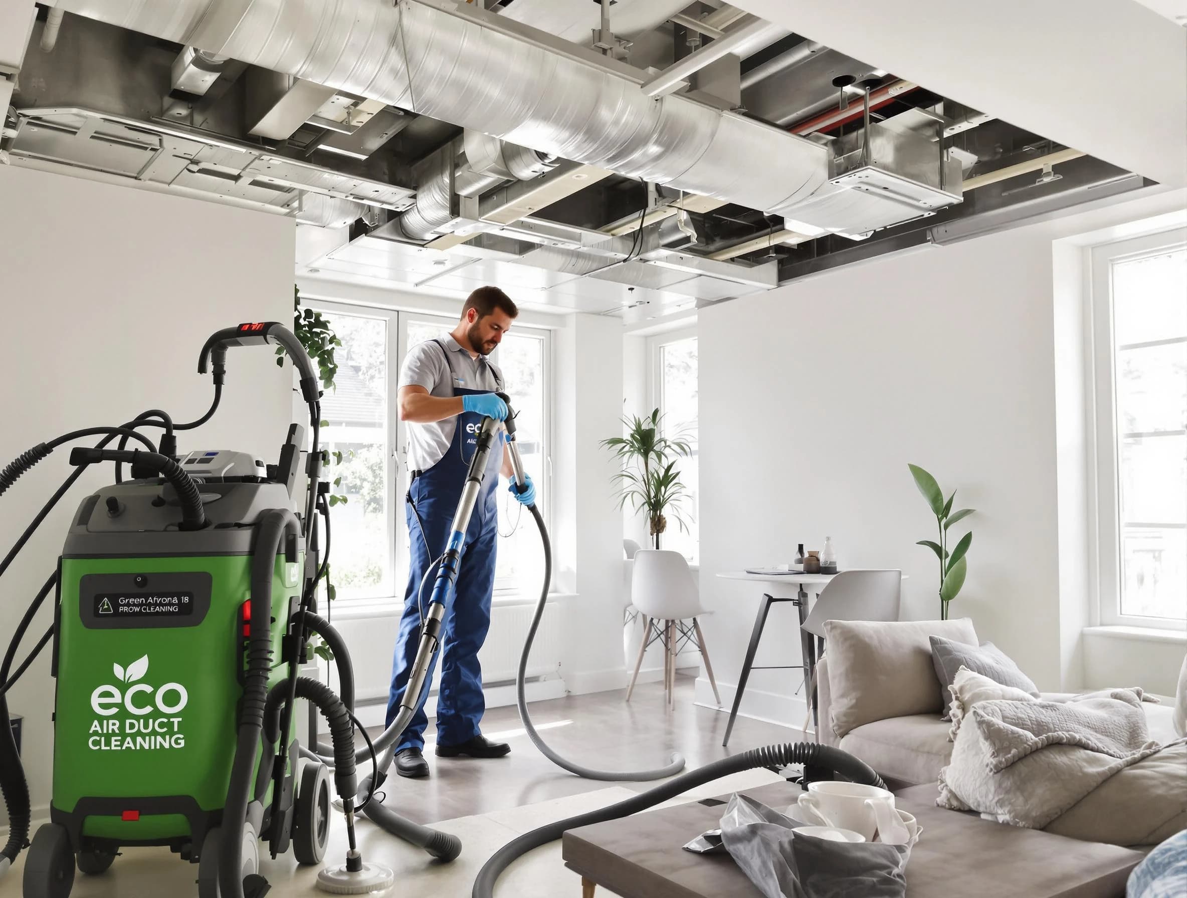 Moody Air Duct Cleaning technician performing eco-friendly duct cleaning using sustainable methods in Moody