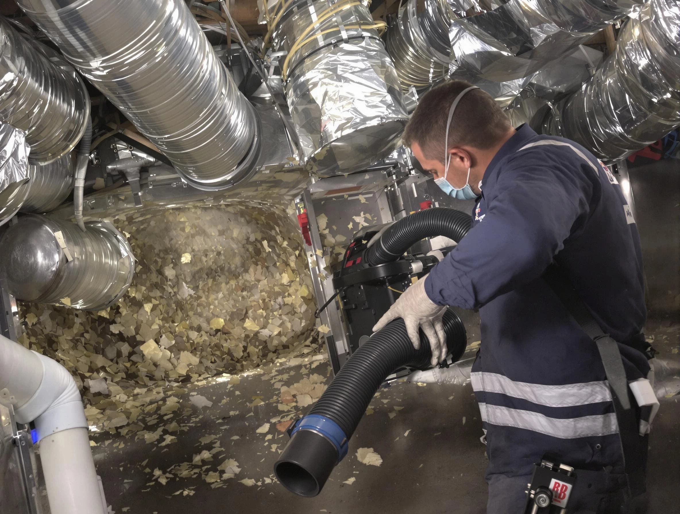 Moody Air Duct Cleaning specialist operating negative pressure cleaning equipment for thorough duct maintenance in Moody