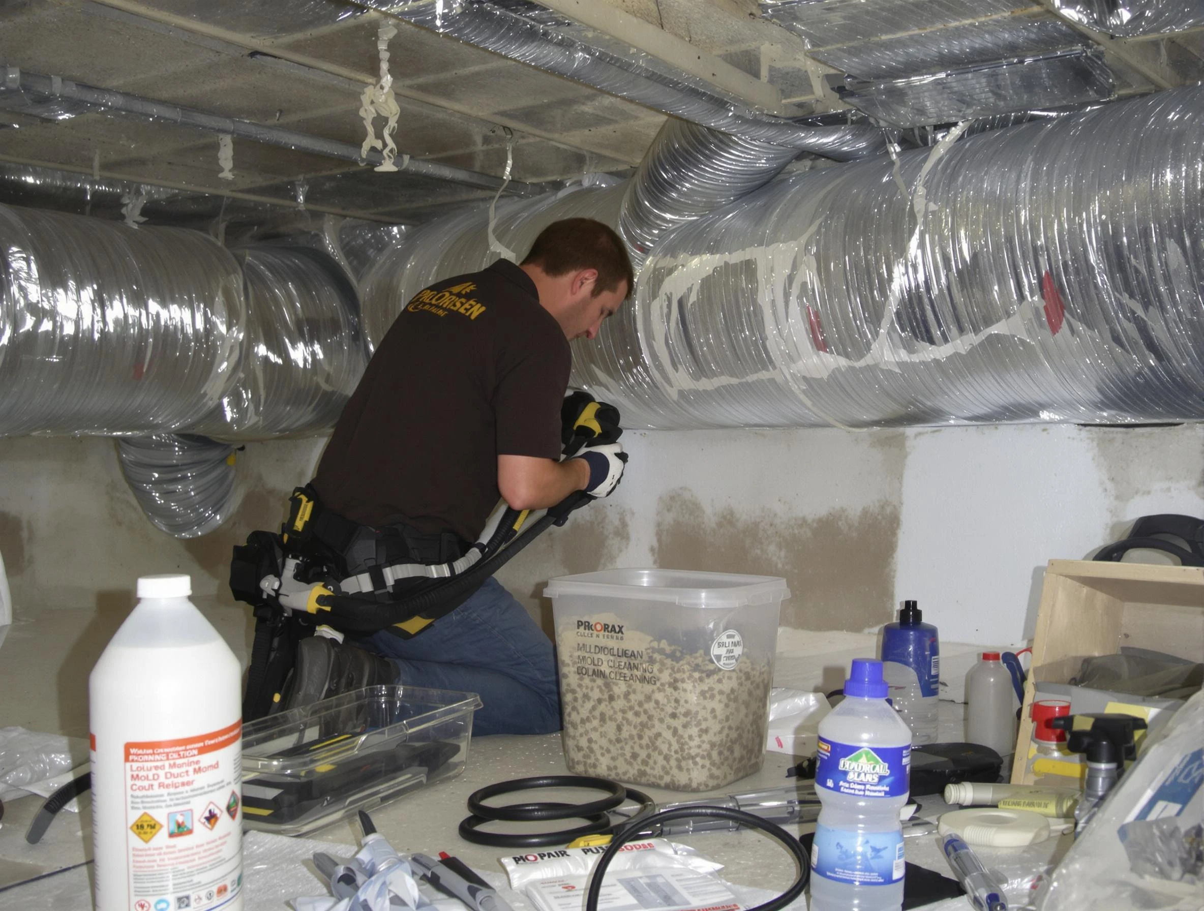 Moody Air Duct Cleaning specialist performing professional mold removal from air ducts in Moody