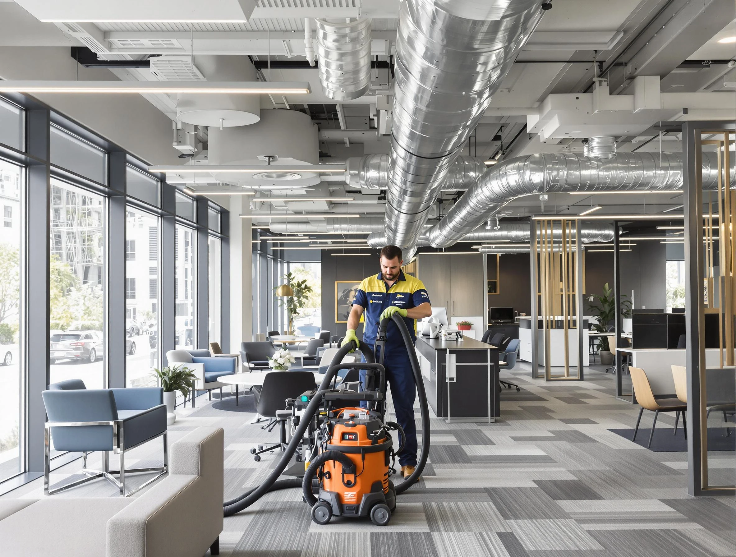 Moody Air Duct Cleaning team performing thorough commercial duct cleaning at a Moody business center